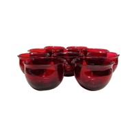 Antique Set of Red Glass Hand Made Bowls