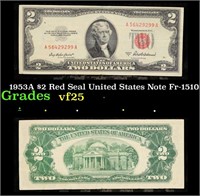 1953A $2 Red Seal United States Note Fr-1510 Grade