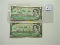 Canada 2x billet de collection 1967 100 ans du