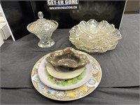 MISC. VTG. CANDY DISH, PLATES, AND MORE