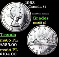1963 Canada Dollar $1 Grades GEM Unc PL