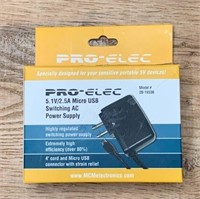 PRO-ELEC 5.1V/ 2.5A Micro USB Switching AC Power