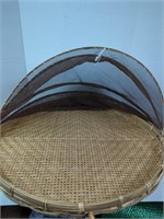 24" Wicker Covered Picnic Serving Tray