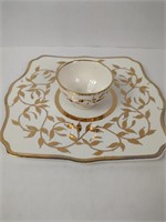 Myott and Sons 18 kt Gold Painted Plate and Bowl