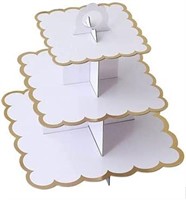 3 Tiers Cake Stand, White Square Cardboard Stand