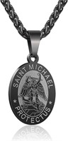 Saint Michael Protect Us Black Necklace