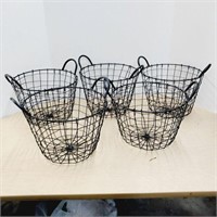 Lot of 5 Large Wire Baskets