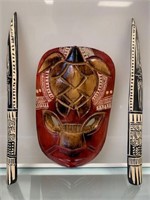 Decorative Wooden Tribal Mask & Knives