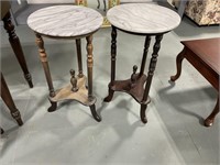 Two Marble Top Side Tables