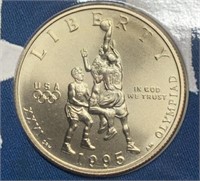 1995 Us Olympic Half-dollar And Pin