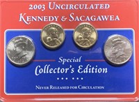 2003 Kennedy & Sacagawea Unc 4 Coin Special Editio