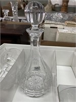 Stiffel Crystal decanter and 3 glasses