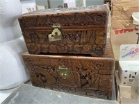 Wood carved boxes