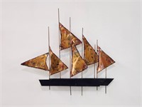 Brutalist Copper Jere Style Sailboat Wall Art