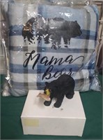 New - Mama Bear Pillow with Resin Bear