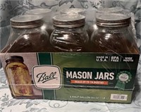 6 Pack New Ball Half Gallon Size Canning Jars