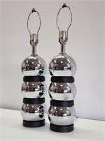 Pair Chrome Stacked Ball Kovacs Table Lamps