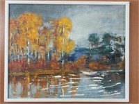 Teak Framed Original Landscape Painting