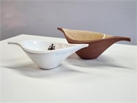 Art Pottery Freeform Onion Canoe Bowls