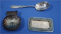 Antique Sterling Silver Shell Tray & Small Tray