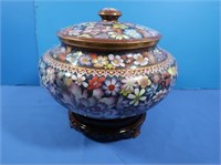 Vintage Handmade Chinese Enamel Lidded Pot on