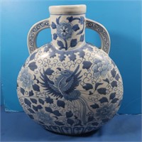 Antique China 2 Handled Vase-Blue & White