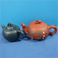Vintage Pair Chinese Yixing Zisha Teapots-Clay