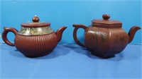 Vintage Pair Chinese Yixing Zisha Teapots-Clay