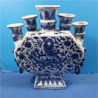 Vintage Chinese Blue & White 5 Neck Porcelain