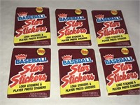 1988 Fleer Star Stickers Wax Pack LOT of 6