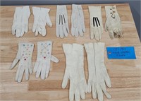 (5 PAIRS) WHITE LEATHER GLOVES