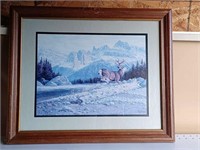 1986 Manuel Mansanarez Scenic Deer Outdoors Print