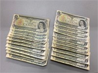 (20) 1973 Bank of Canada 1 Dollar Notes