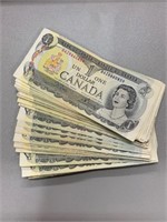 (50) 1973 Bank of Canada 1 Dollar Notes