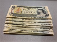 (50) 1973 Bank of Canada 1 Dollar Notes
