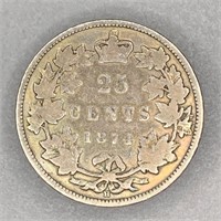 1874 Canadian Silver 25 Cent Piece