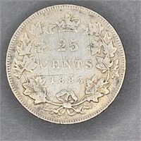 1883 Canadian Silver 25 Cent Piece