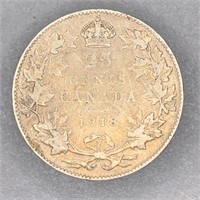 1918 Canada Silver 25 Cent Piece