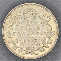 1920 Canada Silver 10 Cent Piece