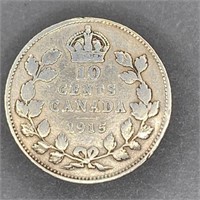 1915 Canada Silver 10 Cent Piece