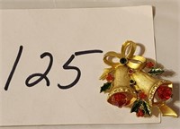 Vintage Brooch- holiday bells