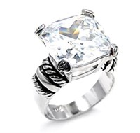 Cushion 10.49ct White Sapphire Solitaire Ring