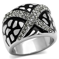Unique Black Diamond Marble Patterned Cross Ring