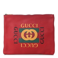 Gucci Pebbled Calfskin Medm. Logo Portfolio Clutch