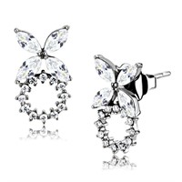Dainty White Sapphire Butterfly Stud Earrings