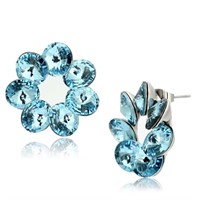 Sea Blue Aquamarine 7-stone Stud Earrings