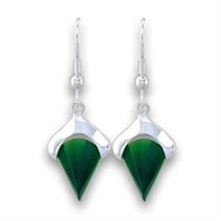 Sterling Emerald Geometric Dangle Earrings