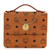 MCM Visetos Flap Shoulder Bag Cognac