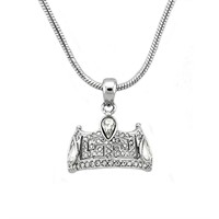 Beautiful White Sapphire Crown Pendant Necklace
