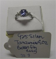 925 Silver Tanzanite & CZ Butterfly Ring 8